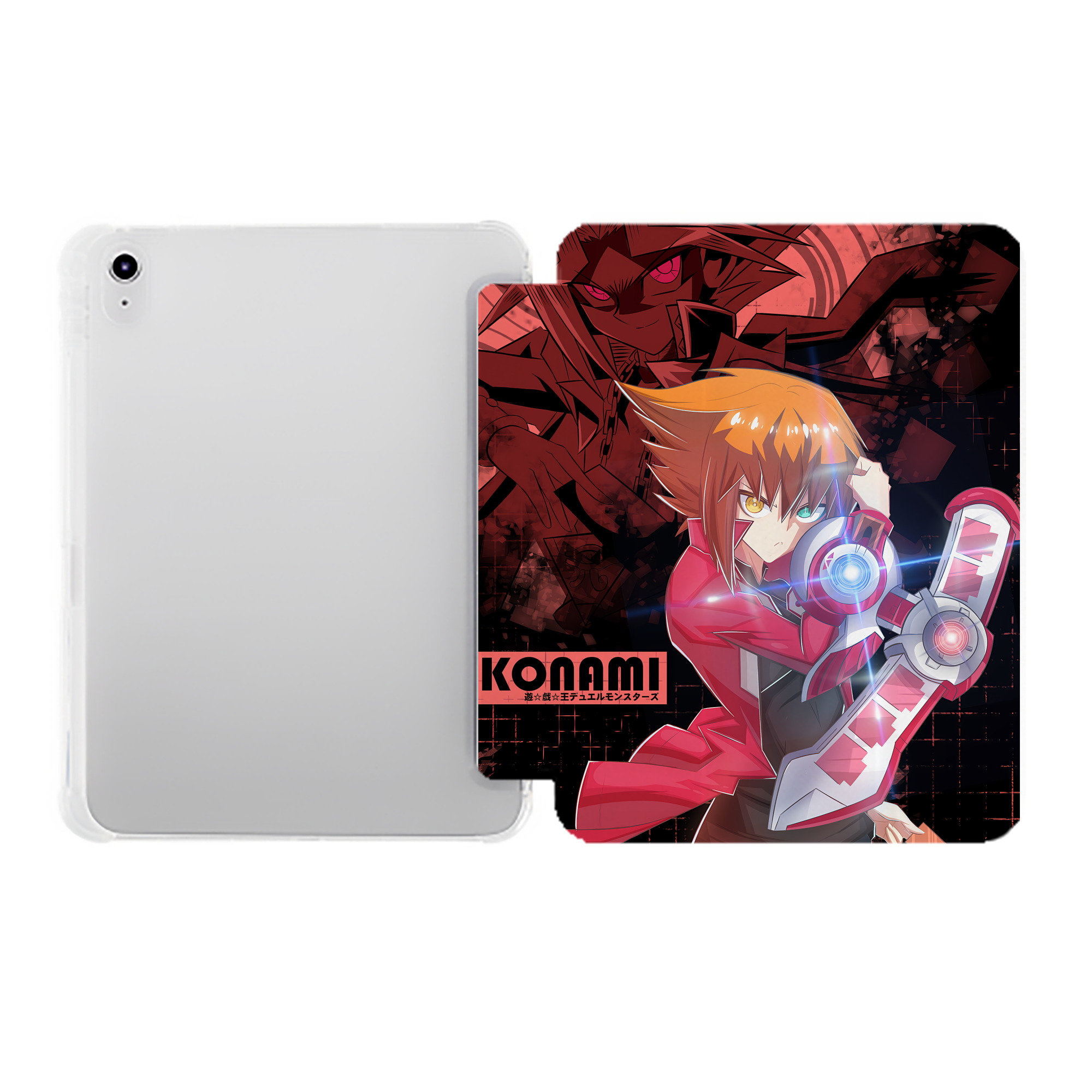 （画像用） 遊☆戯☆王 Yu-Gi-Oh! IPad ケース ペン収納付き 三つ折りスタンド PUレザー×シリコン 対応機種9.5/10.5/10.9インチ